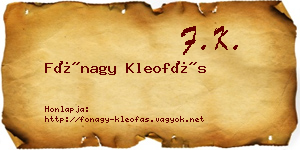 Fónagy Kleofás névjegykártya
